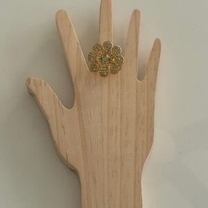 New | Indian Luxury Gold Sea Green Flower AD Adjustable Ring